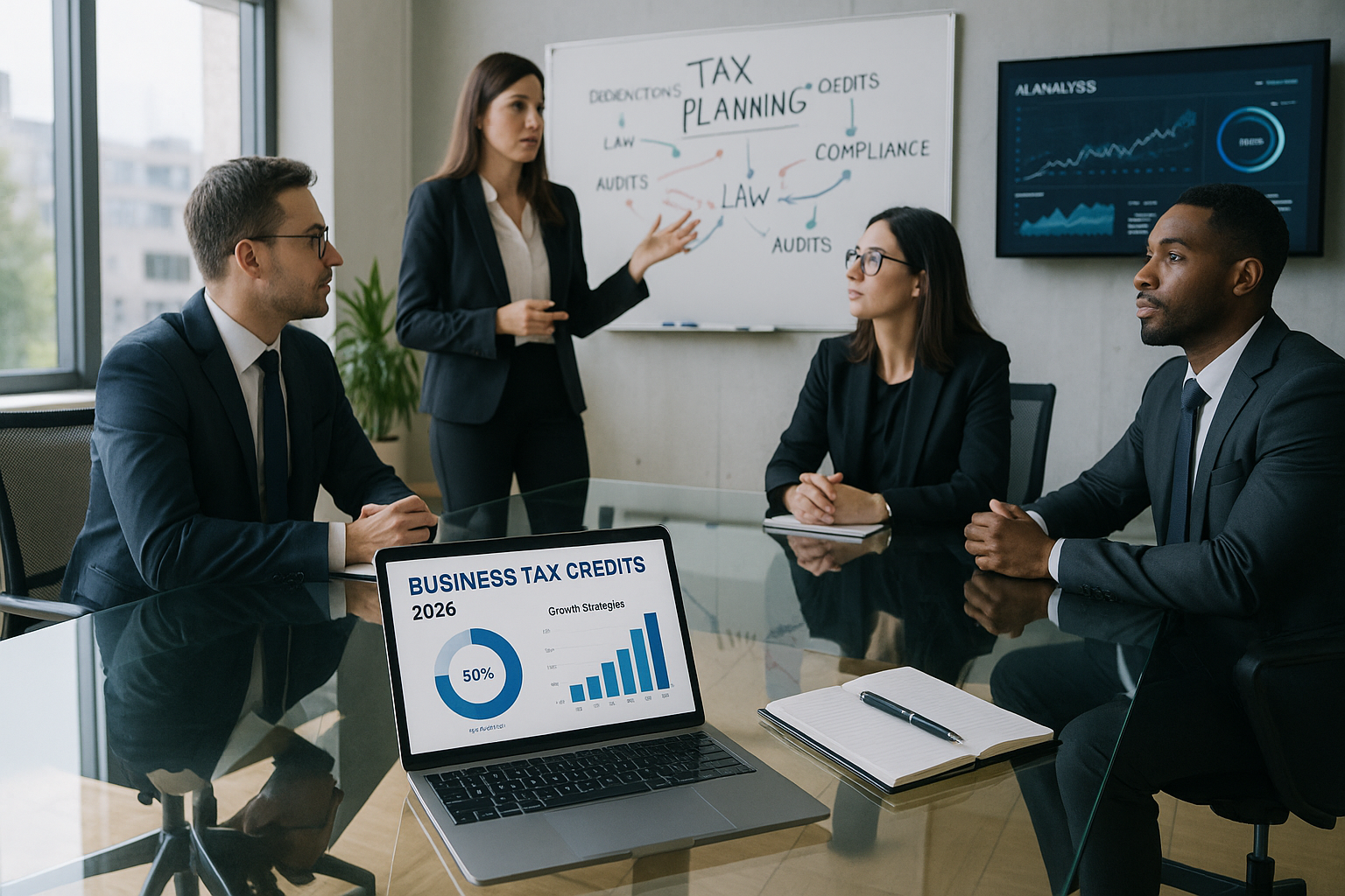 photographic A sleek modern office setting is displayed featuring a large glass conference table surrounded by ergonomic chairs Sunlight filters throu-3