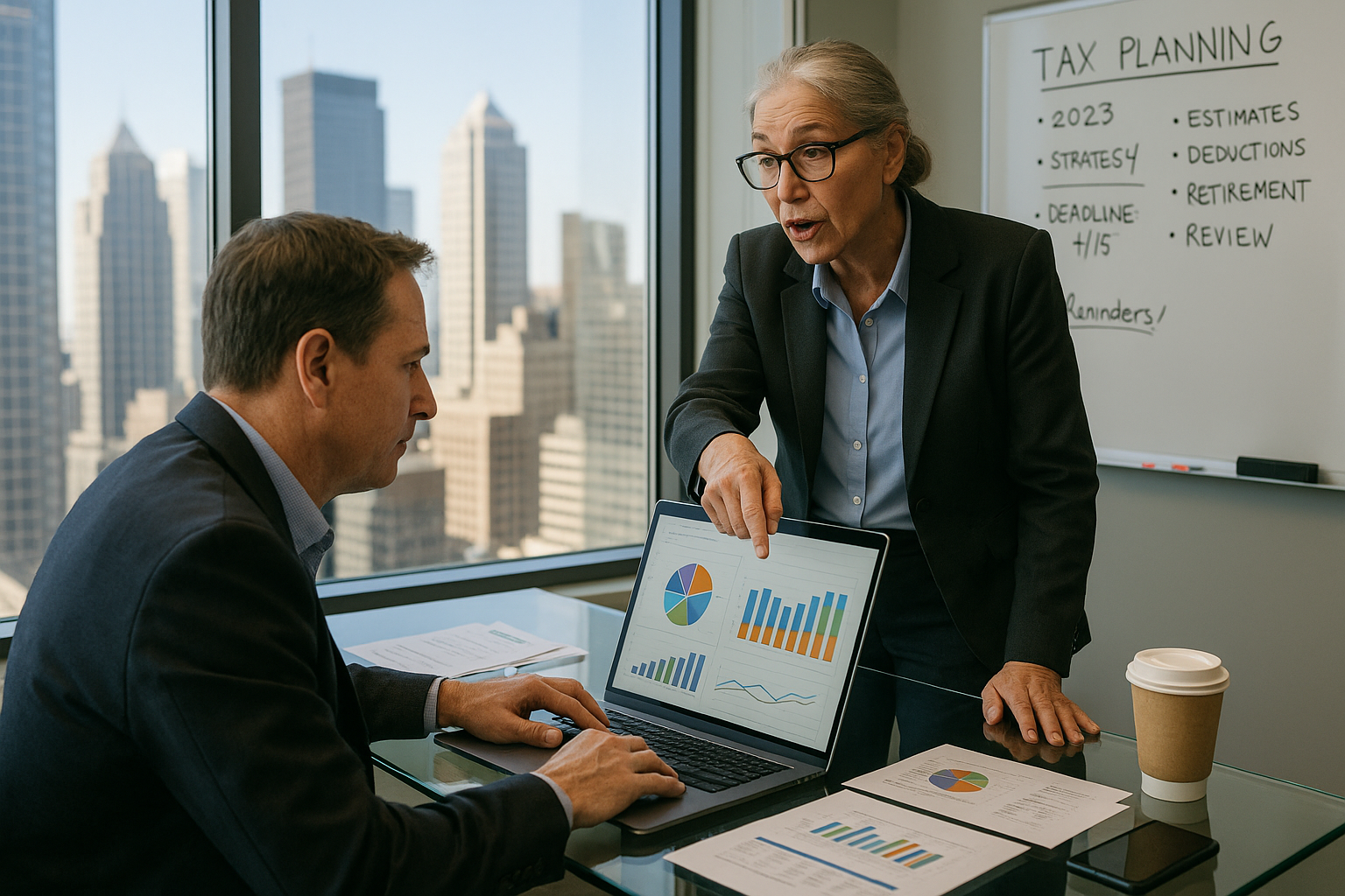 photographic The image depicts a modern office environment where a business owner and a CPA are engaged in a dynamic discussion In the foreground the-1